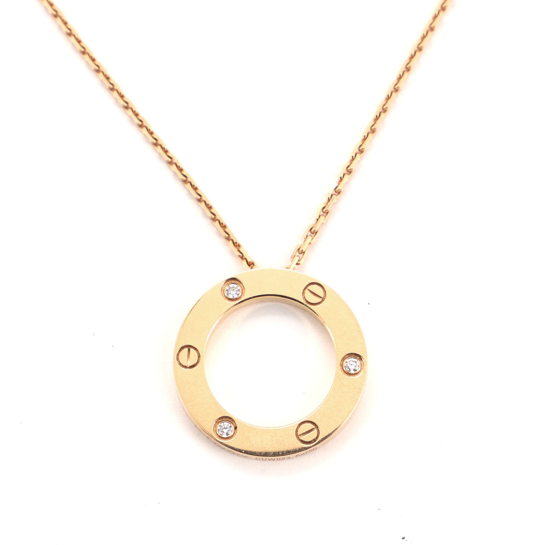 3 Diamonds Love Pendant Necklace 18K Rose Gold and Diamonds