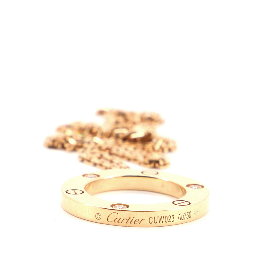 3 Diamonds Love Pendant Necklace 18K Rose Gold and Diamonds