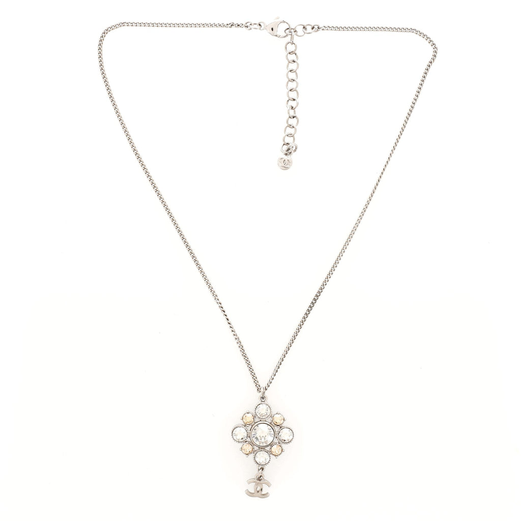 CC Cluster Pendant Necklace Crystal Embellished Metal