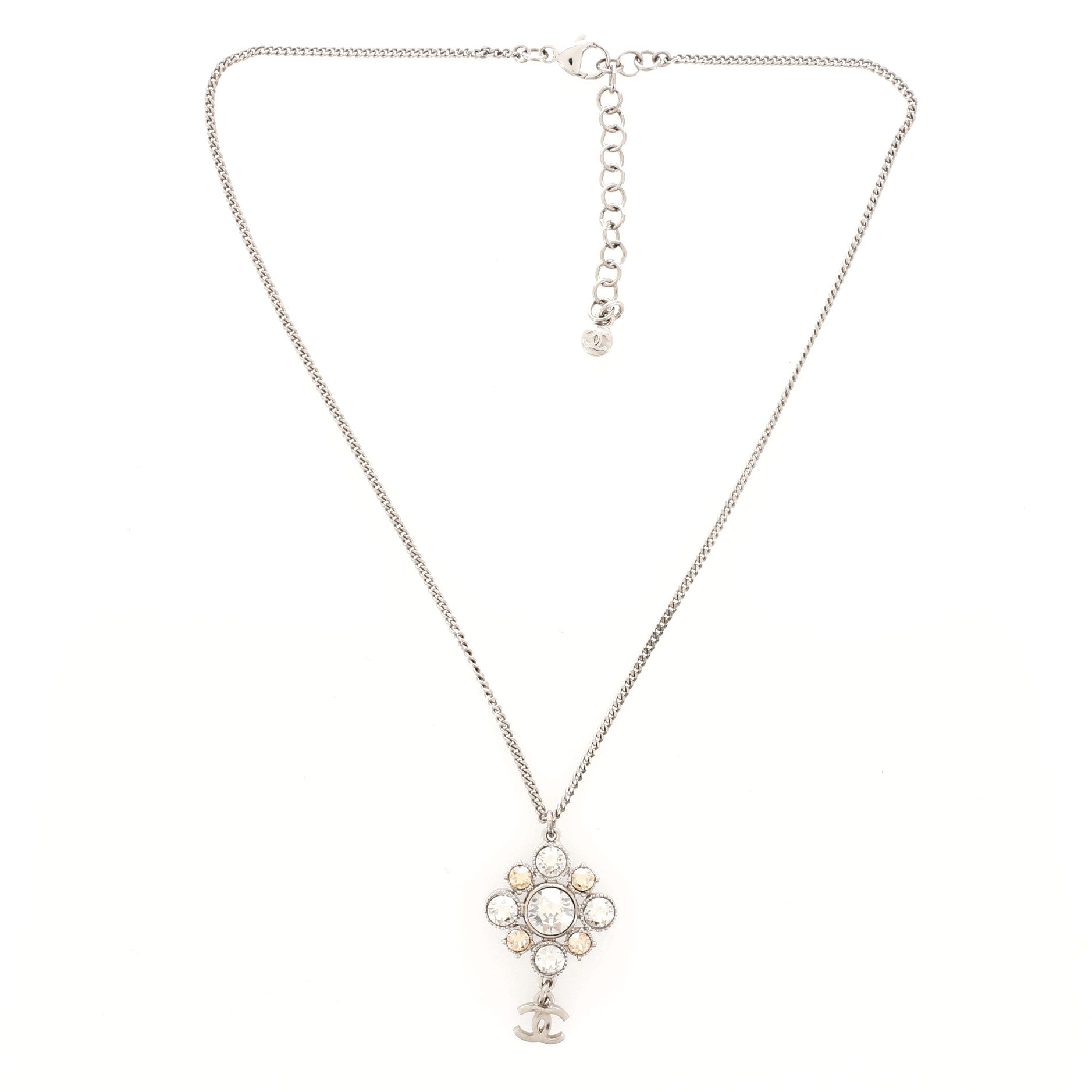 CC Cluster Pendant Necklace Crystal Embellished Metal