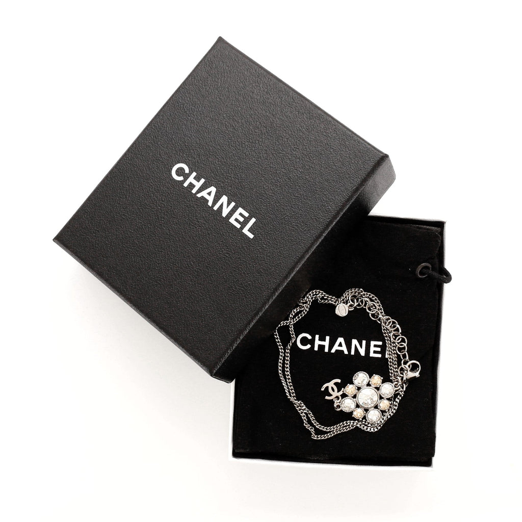 CC Cluster Pendant Necklace Crystal Embellished Metal