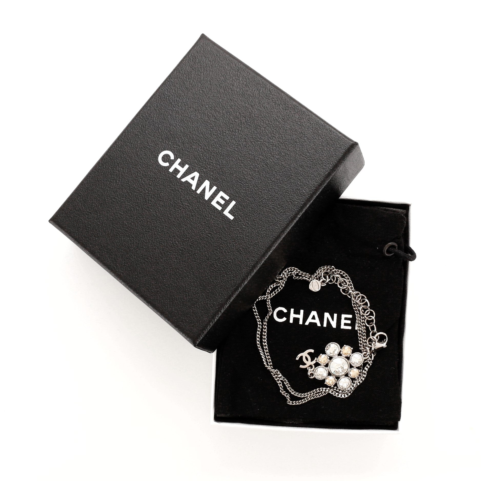CC Cluster Pendant Necklace Crystal Embellished Metal