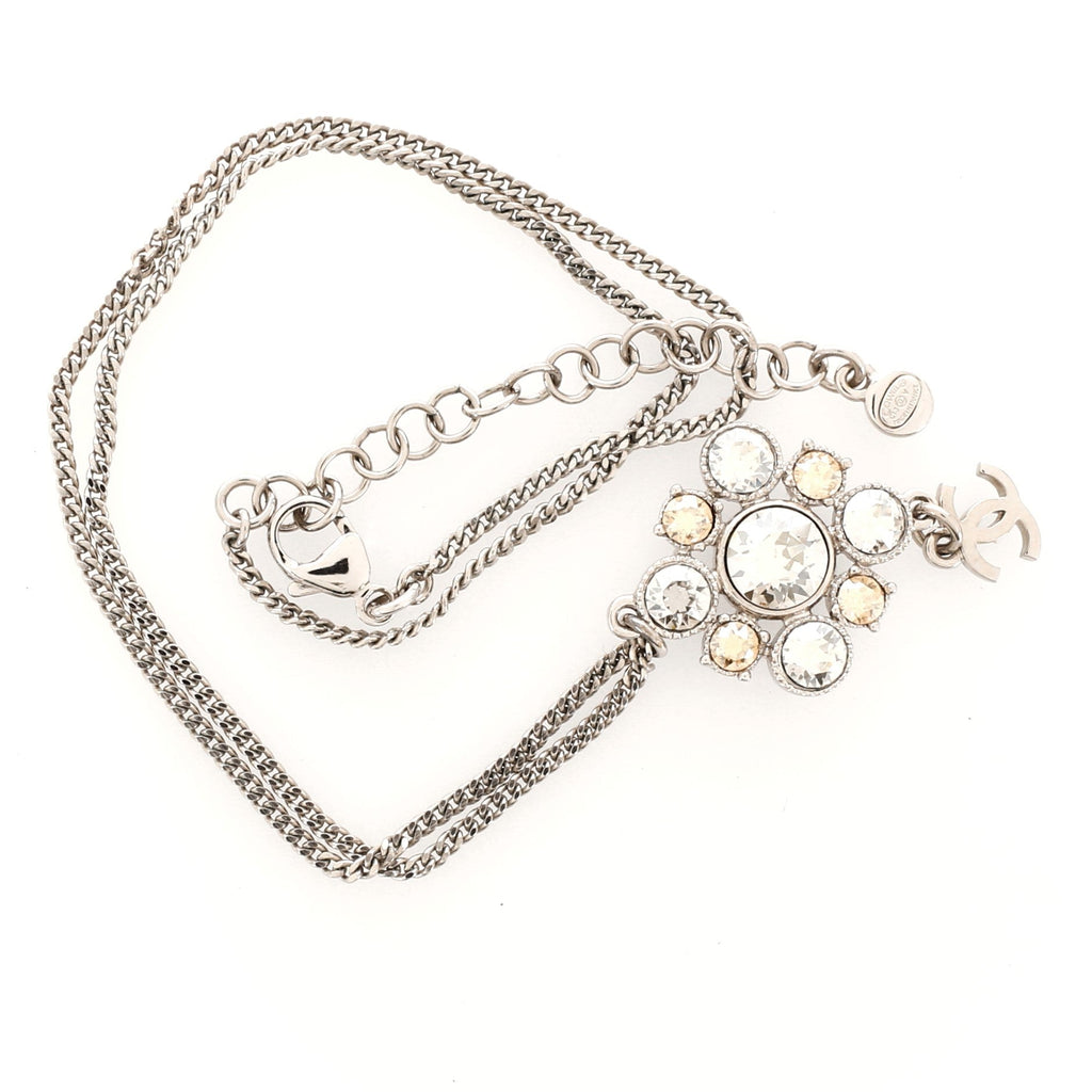 CC Cluster Pendant Necklace Crystal Embellished Metal