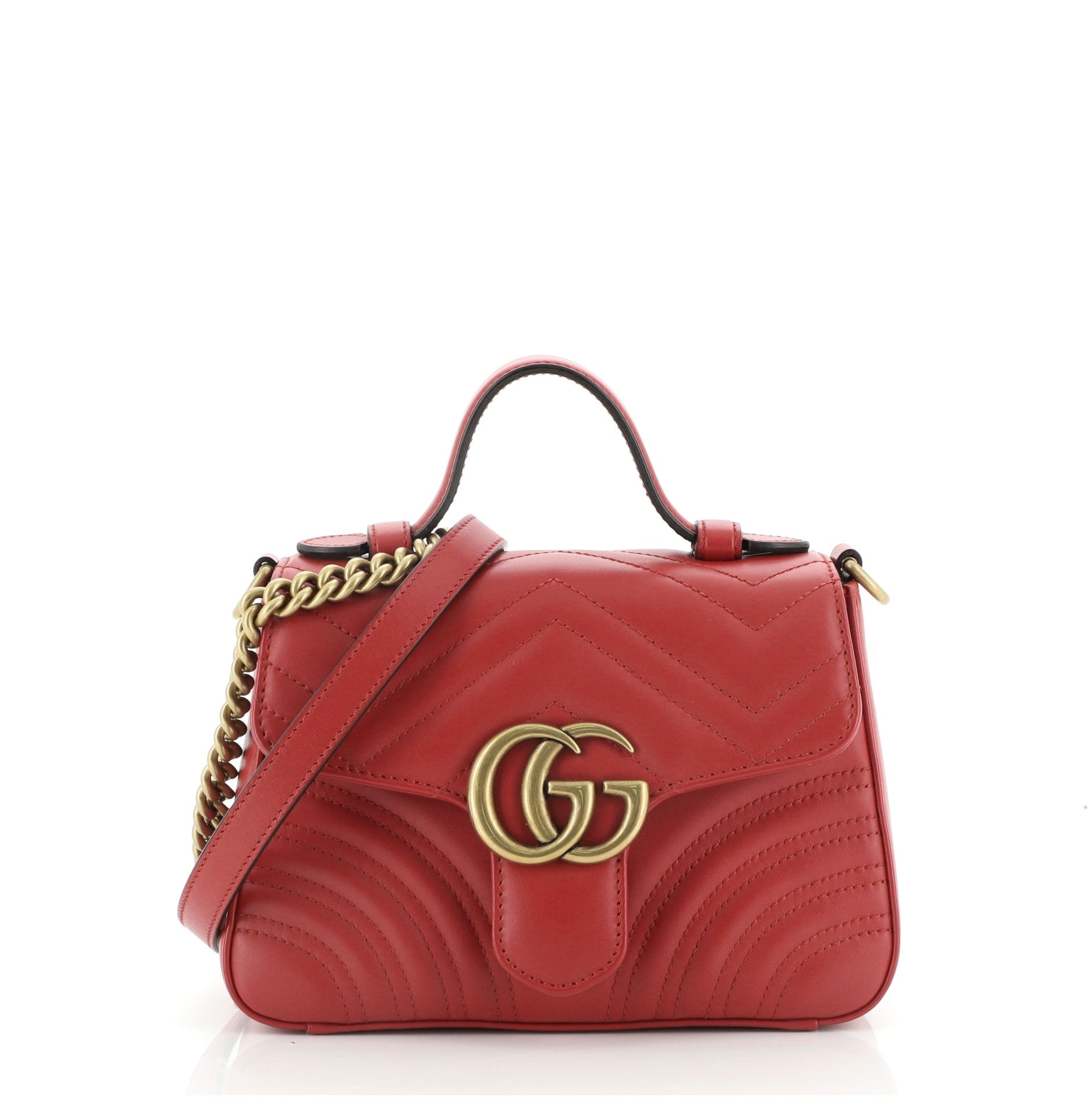 GG Marmont Top Handle Flap Bag Matelasse Leather Mini