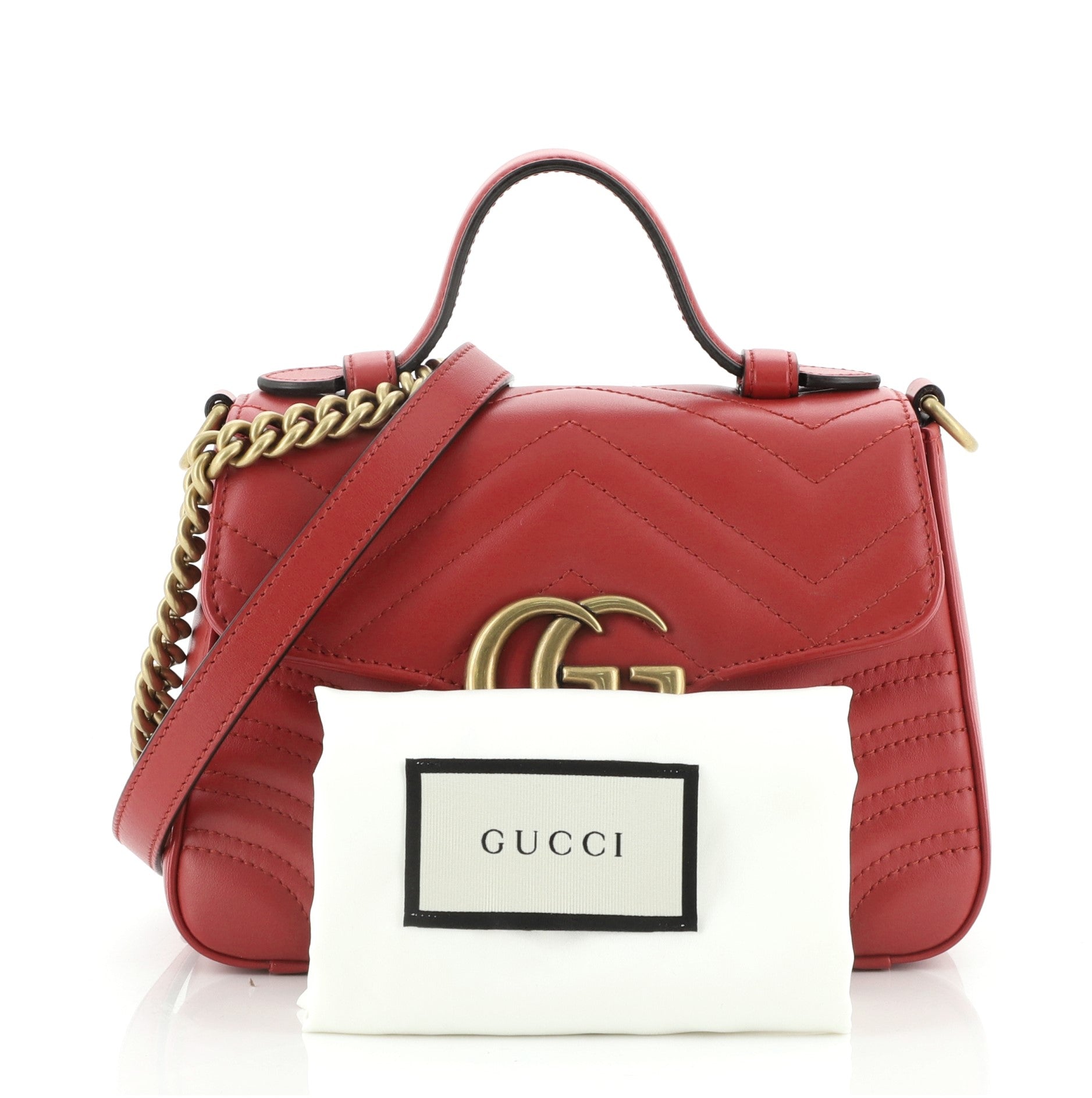 GG Marmont Top Handle Flap Bag Matelasse Leather Mini