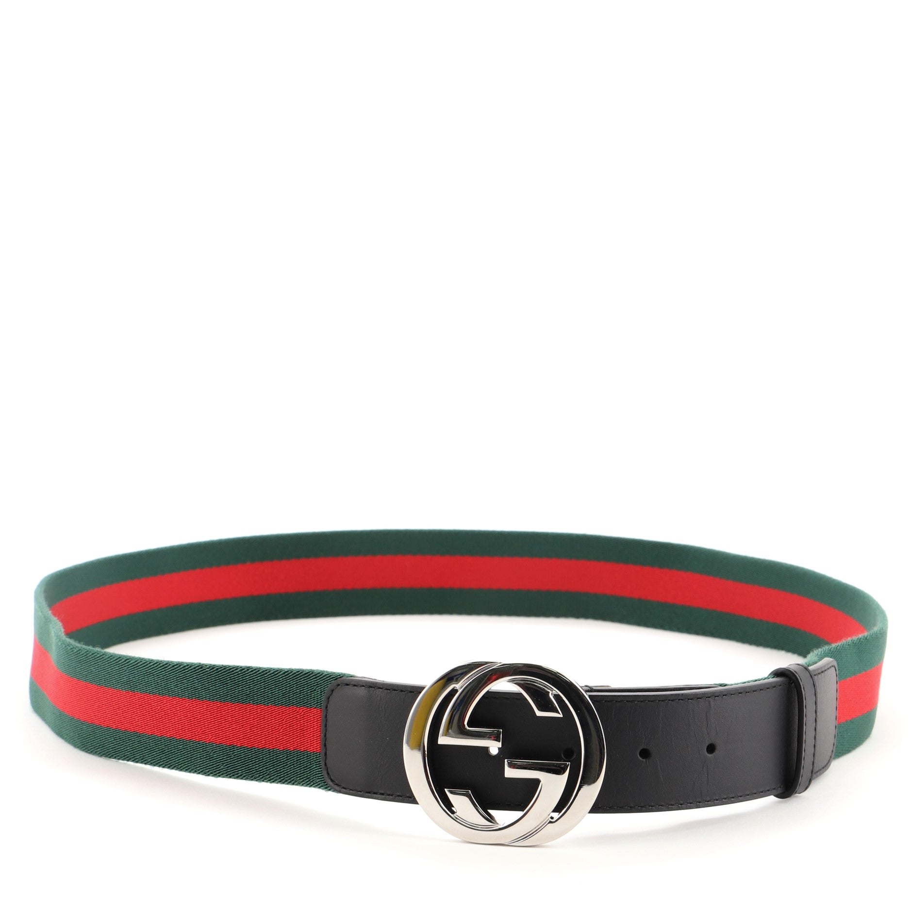 Interlocking G Web Belt Canvas and Leather Wide 90