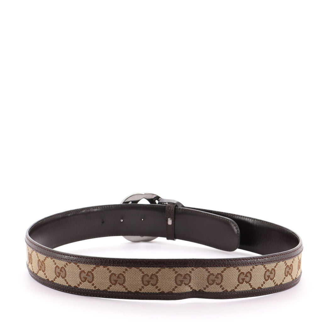 Interlocking G Belt GG Canvas with Leather Wide 85