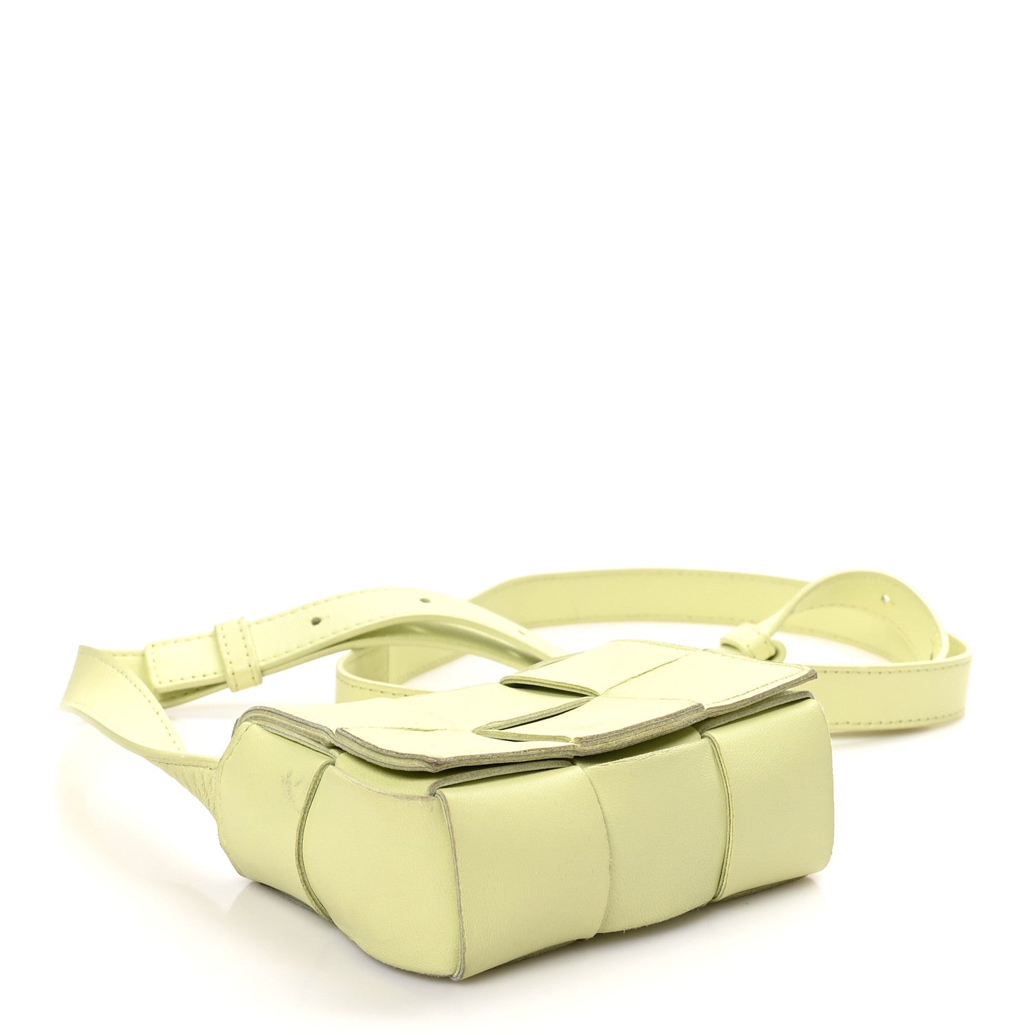 Lambskin Maxi Intrecciato Extra Mini Cassette Crossbody Bag Lemon Washed