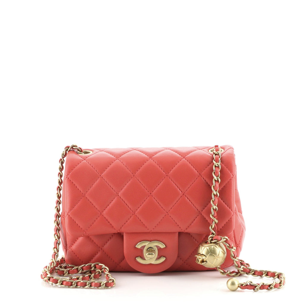 Pearl Crush Square Flap Bag Quilted Lambskin Mini
