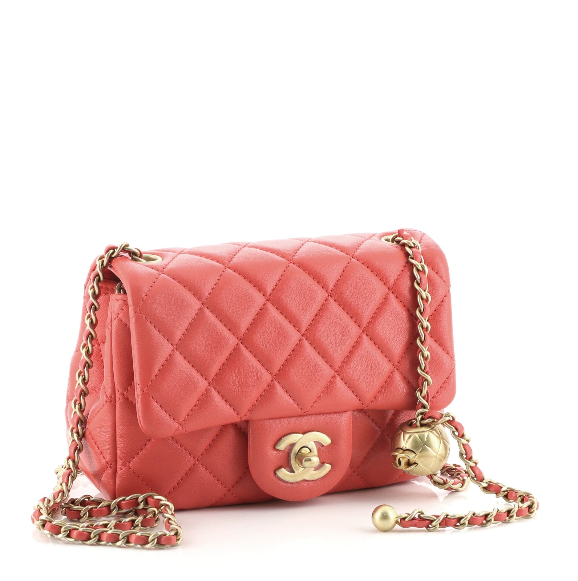 Pearl Crush Square Flap Bag Quilted Lambskin Mini