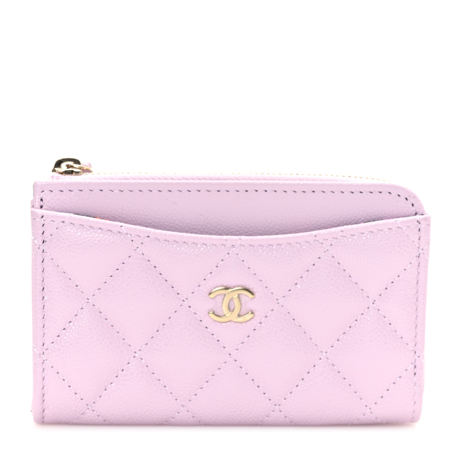 Caviar Quilted CC Zip Around  Holder Light Purple
