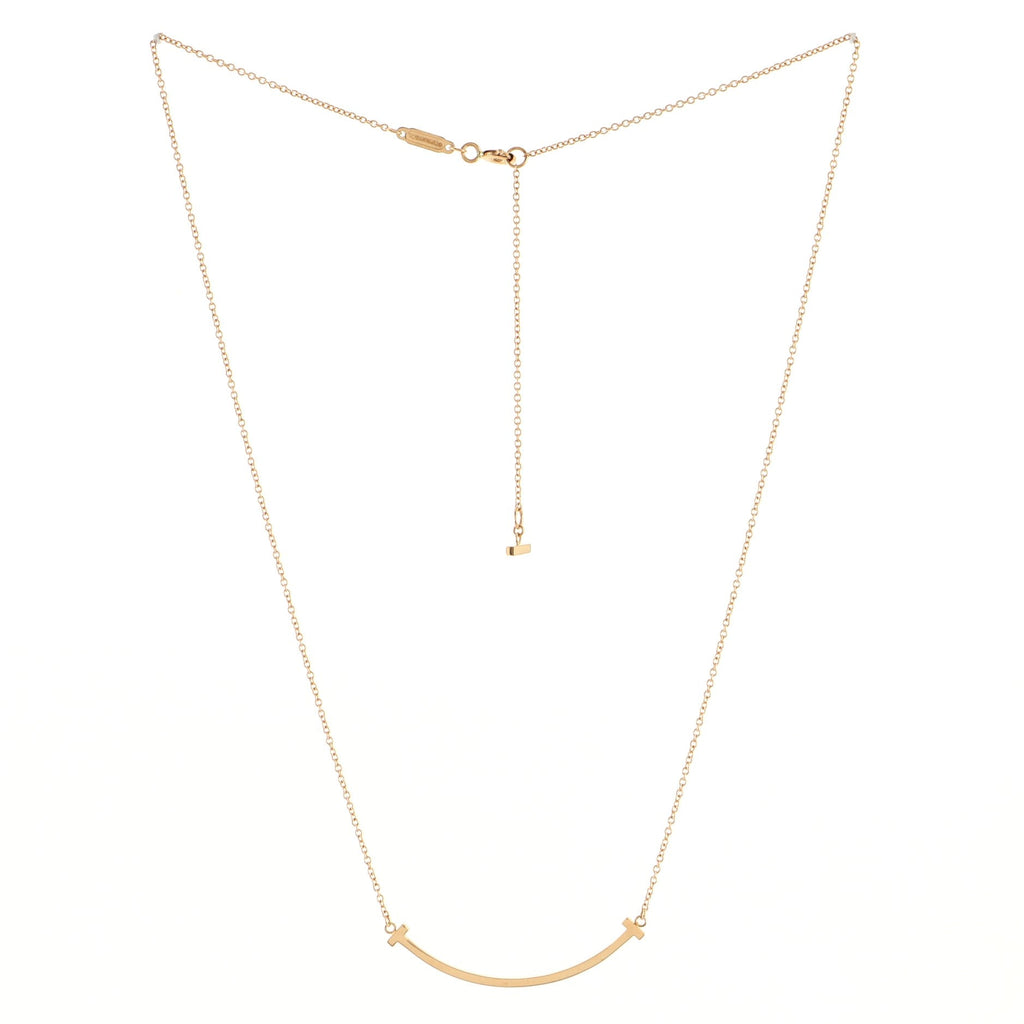 T Smile Pendant Necklace 18K Rose Gold Small