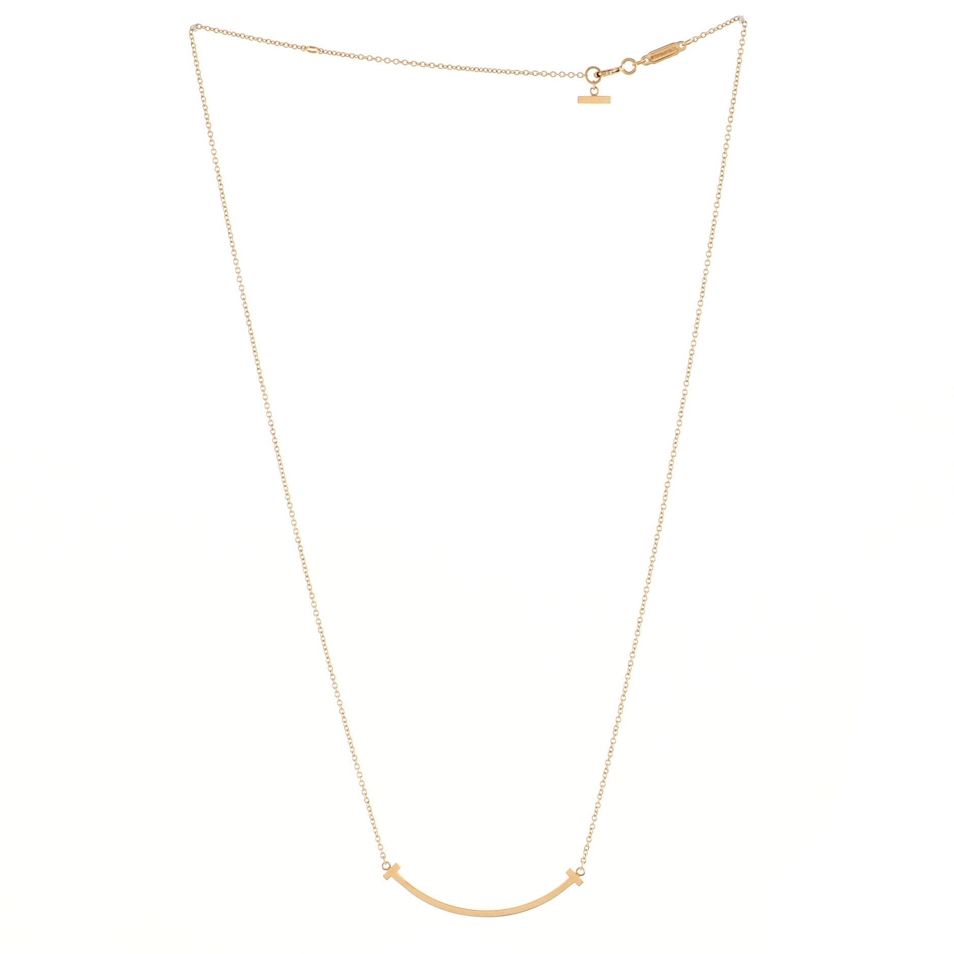 T Smile Pendant Necklace 18K Rose Gold Small