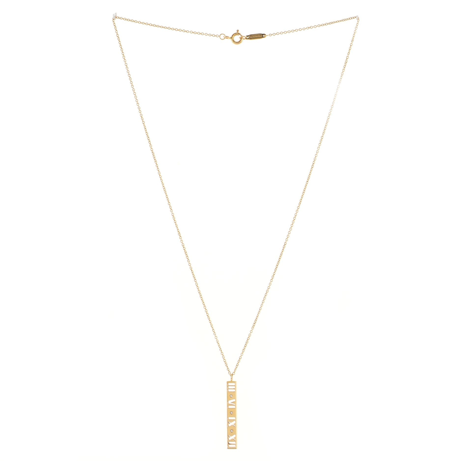 Atlas Bar Pendant Necklace 18K Yellow Gold with Diamonds