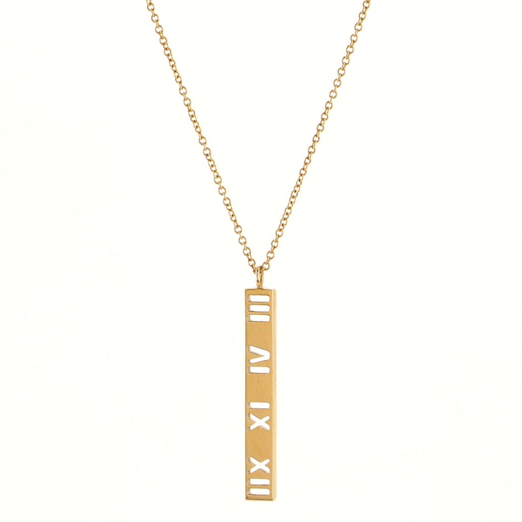 Atlas Bar Pendant Necklace 18K Yellow Gold with Diamonds