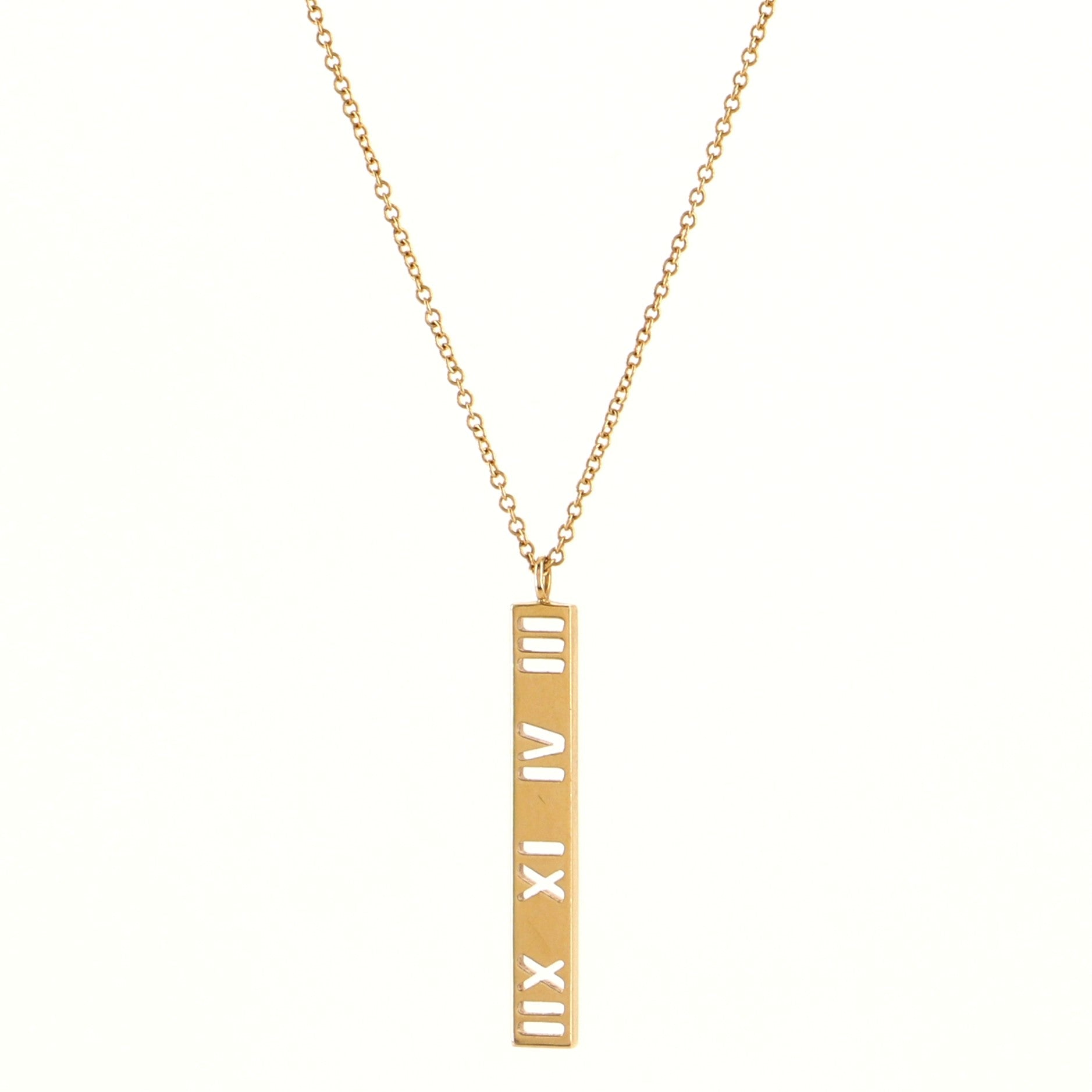 Atlas Bar Pendant Necklace 18K Yellow Gold with Diamonds