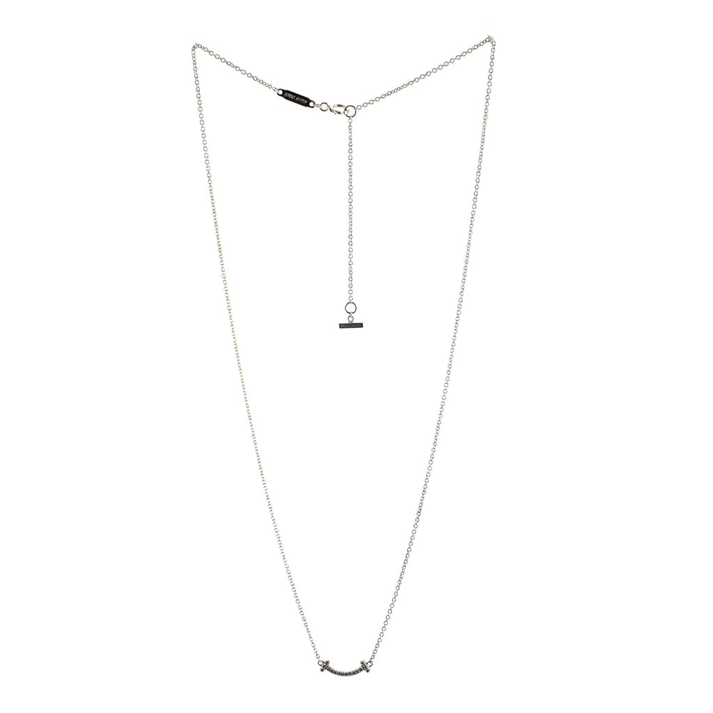 T Smile Pendant Necklace 18K White Gold with Diamonds Mini