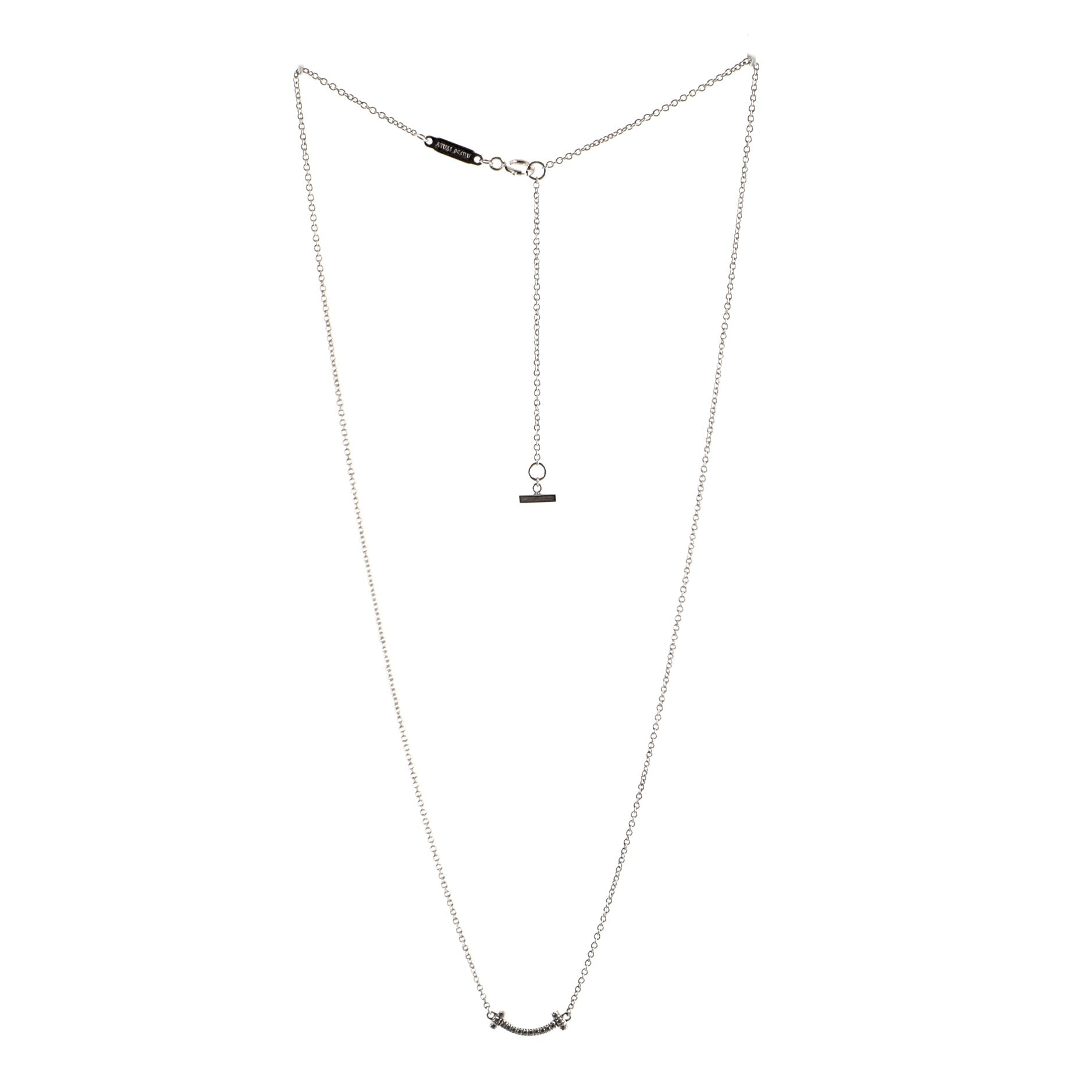 T Smile Pendant Necklace 18K White Gold with Diamonds Mini