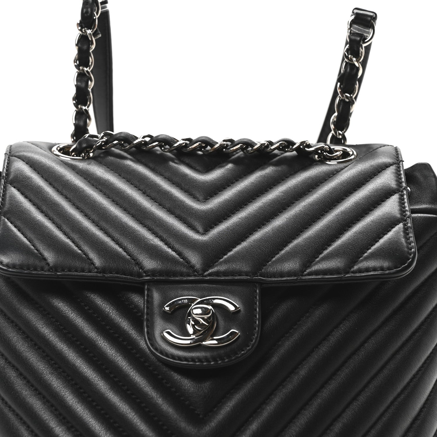 Lambskin Chevron Quilted Small Urban Spirit Backpack Black