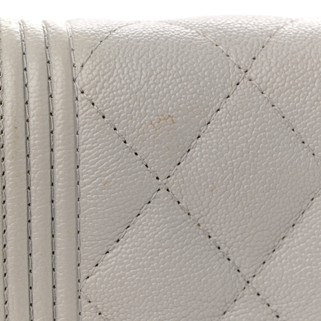 Caviar Quilted Boy Wallet On Chain WOC Grey