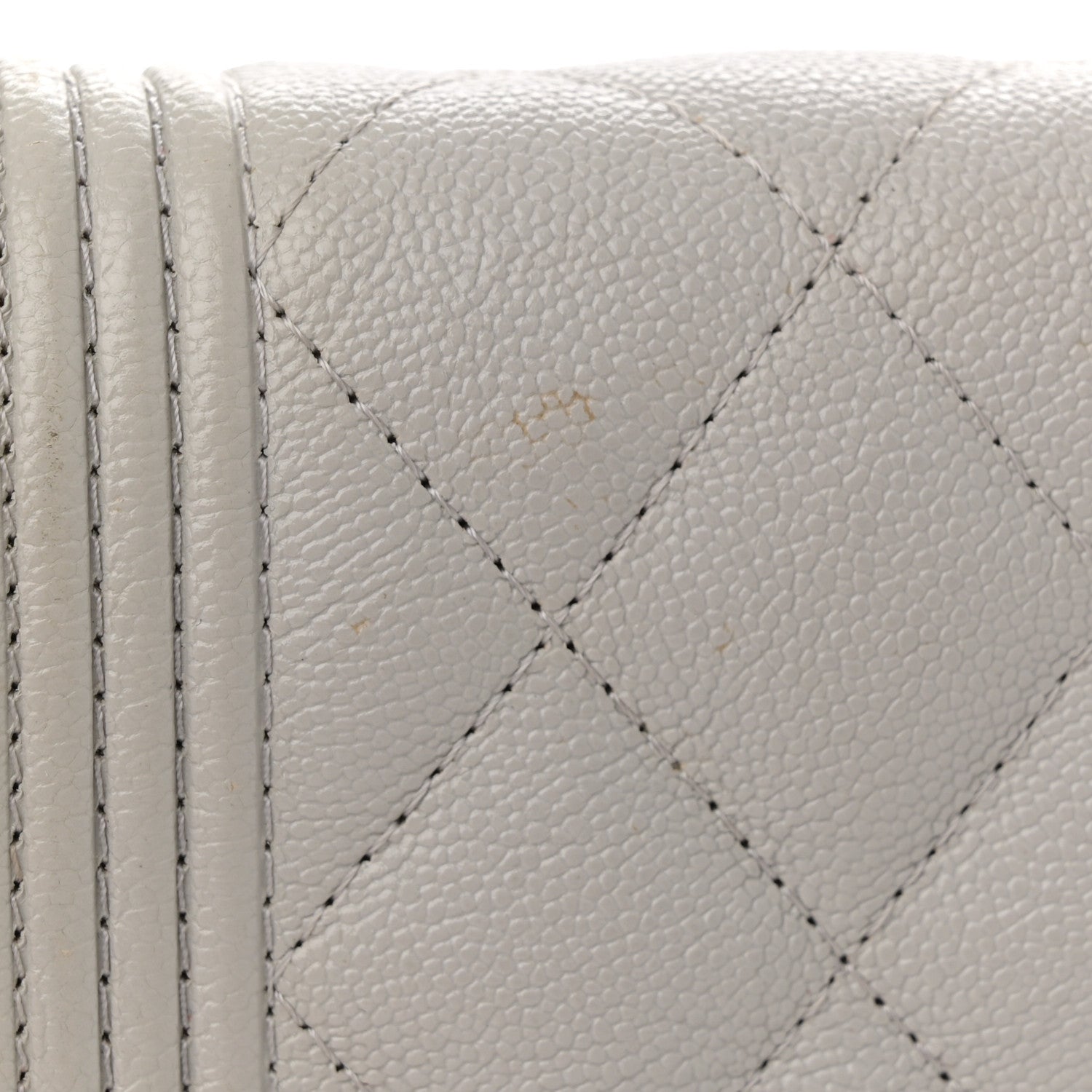 Caviar Quilted Boy Wallet On Chain WOC Grey