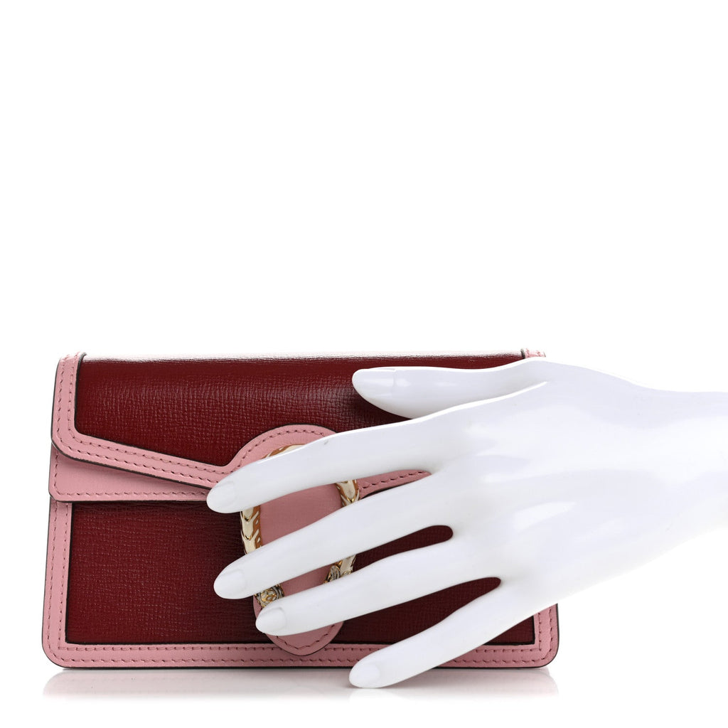 Azalea Calfskin Enamel Super Mini Dionysus Shoulder Bag New Cherry Red Wild Rose Off White