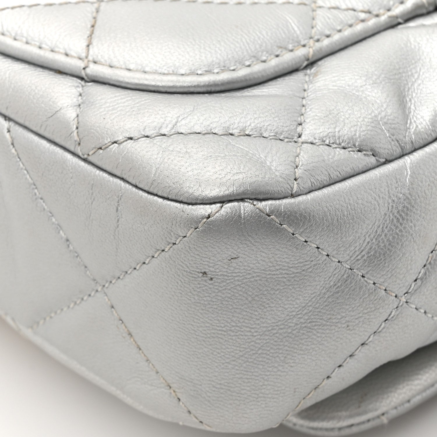 Metallic Goatskin Quilted Chanel 19 Waist Bag Silver