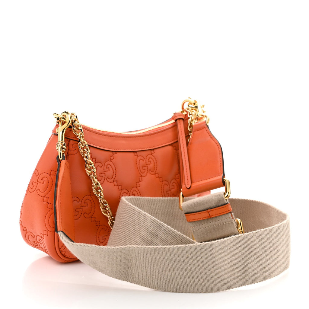 Calfskin GG Matelasse Chain Handbag Deep Orange Natural