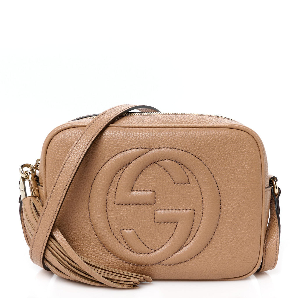 Pebbled Calfskin Small Soho Disco Bag Camelia