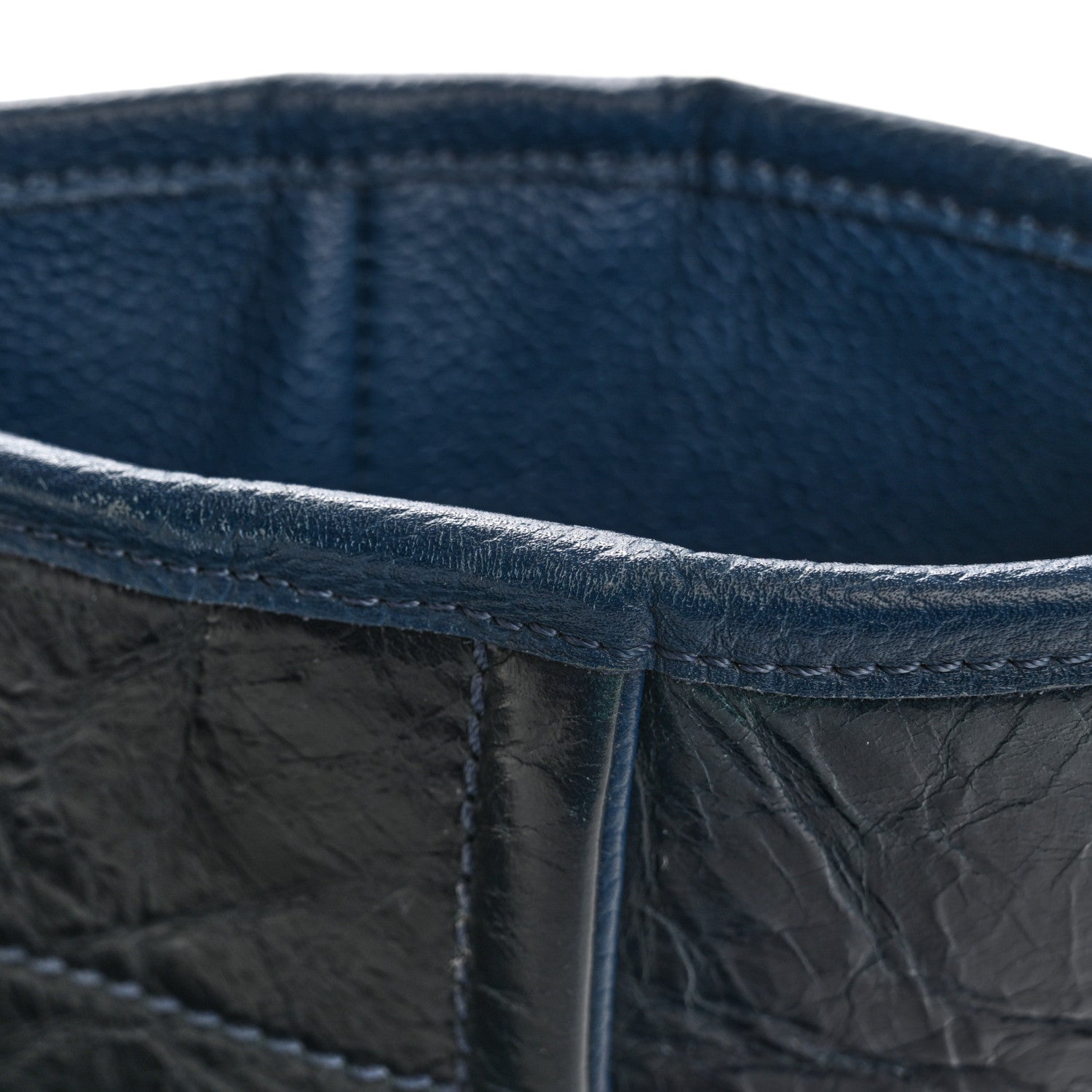Glazed Calfskin Large Deauville Tote Blue