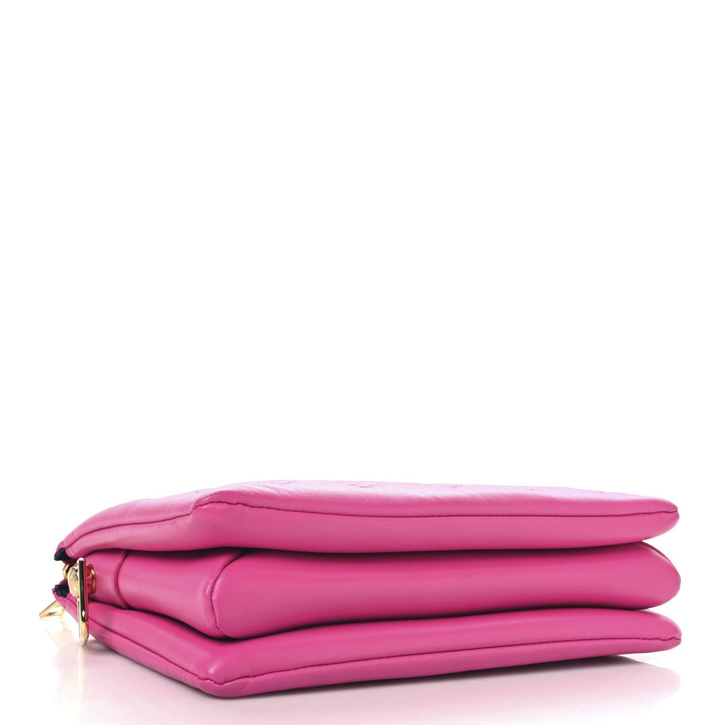 Lambskin Embossed Monogram Coussin PM Rose Bougainvillier Pink