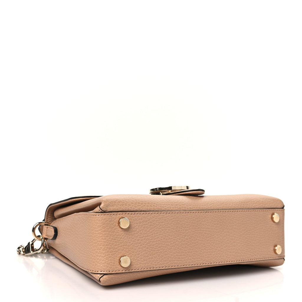 Dollar Calfskin Interlocking G Top Handle Shoulder Bag Camelia