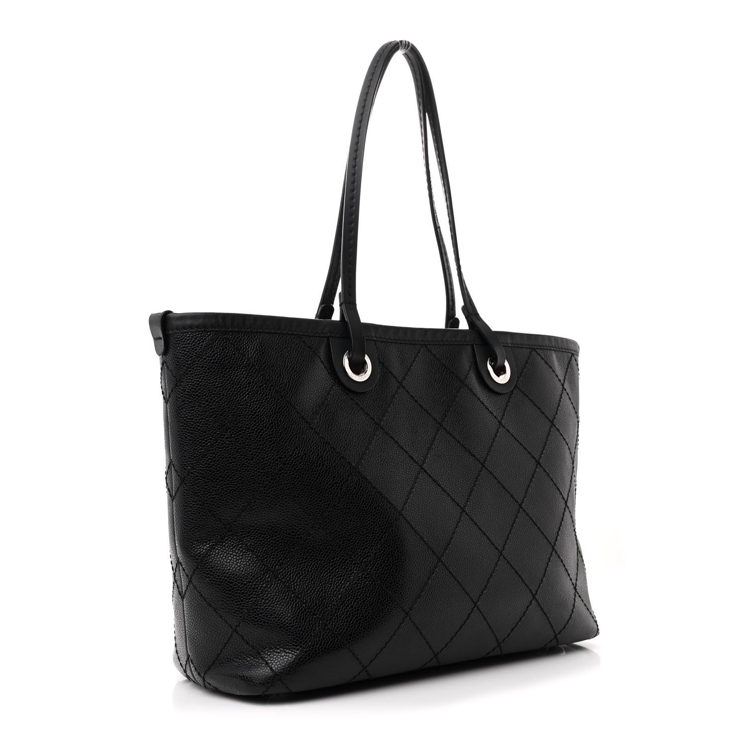 Grained Calfskin Shopping Fever Tote Black