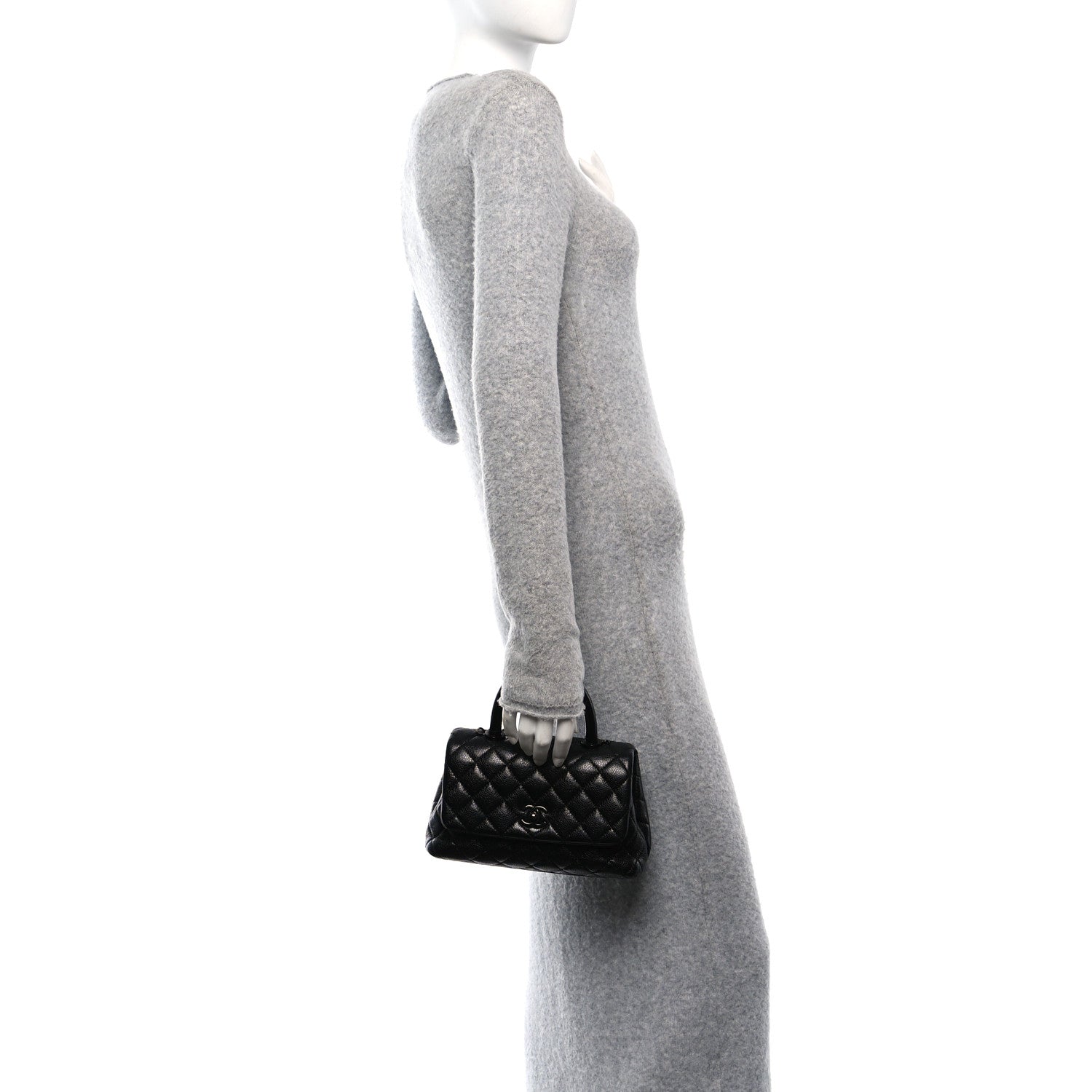 Caviar Quilted Mini Coco Handle Flap So Black