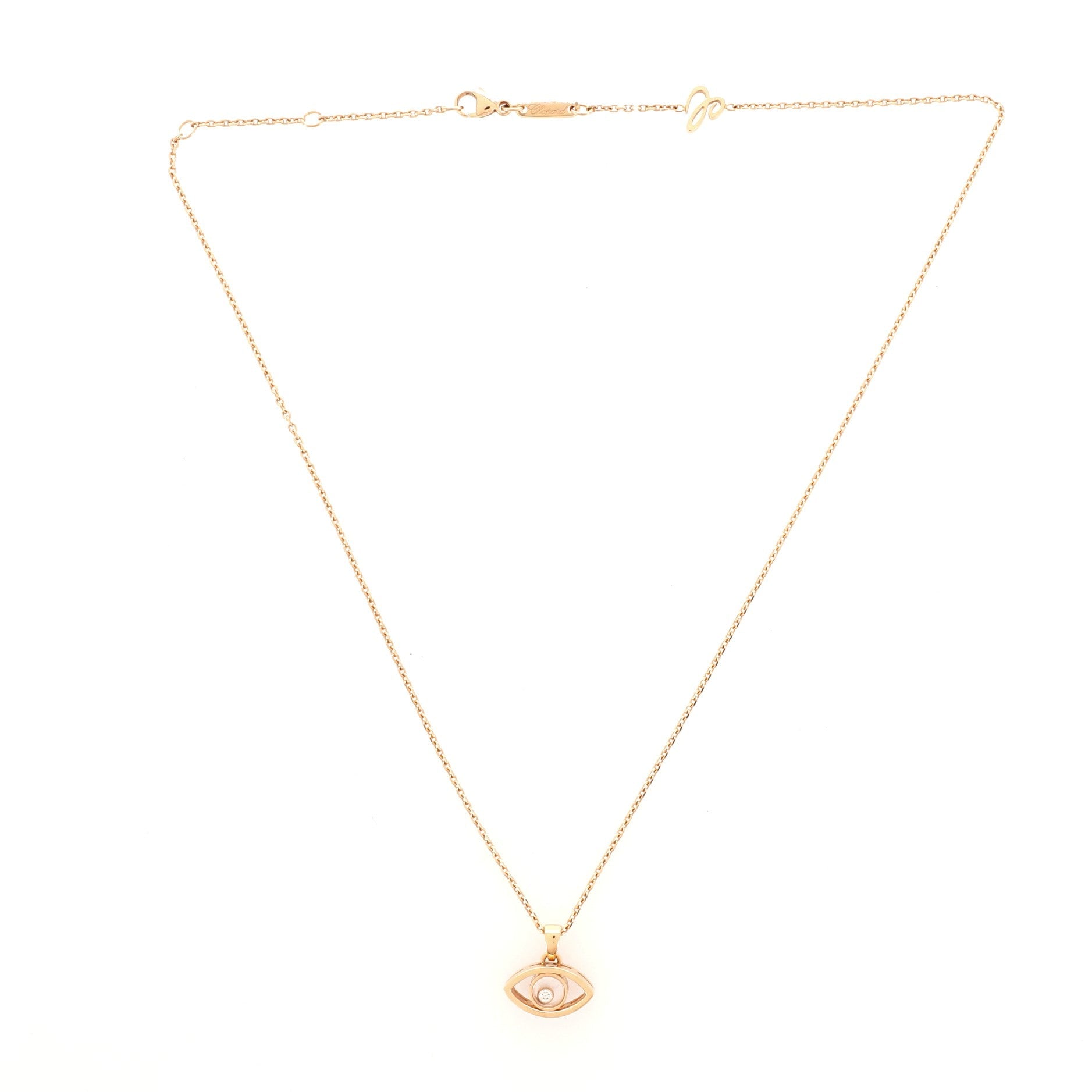 Evil Eye Pendant Necklace 18K Rose Gold with Diamond