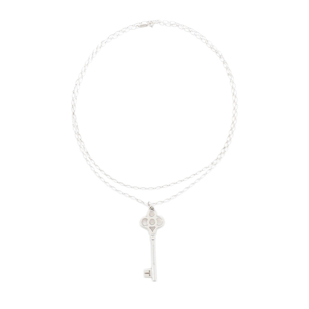 Crown Key Pendant Necklace Sterling Silver