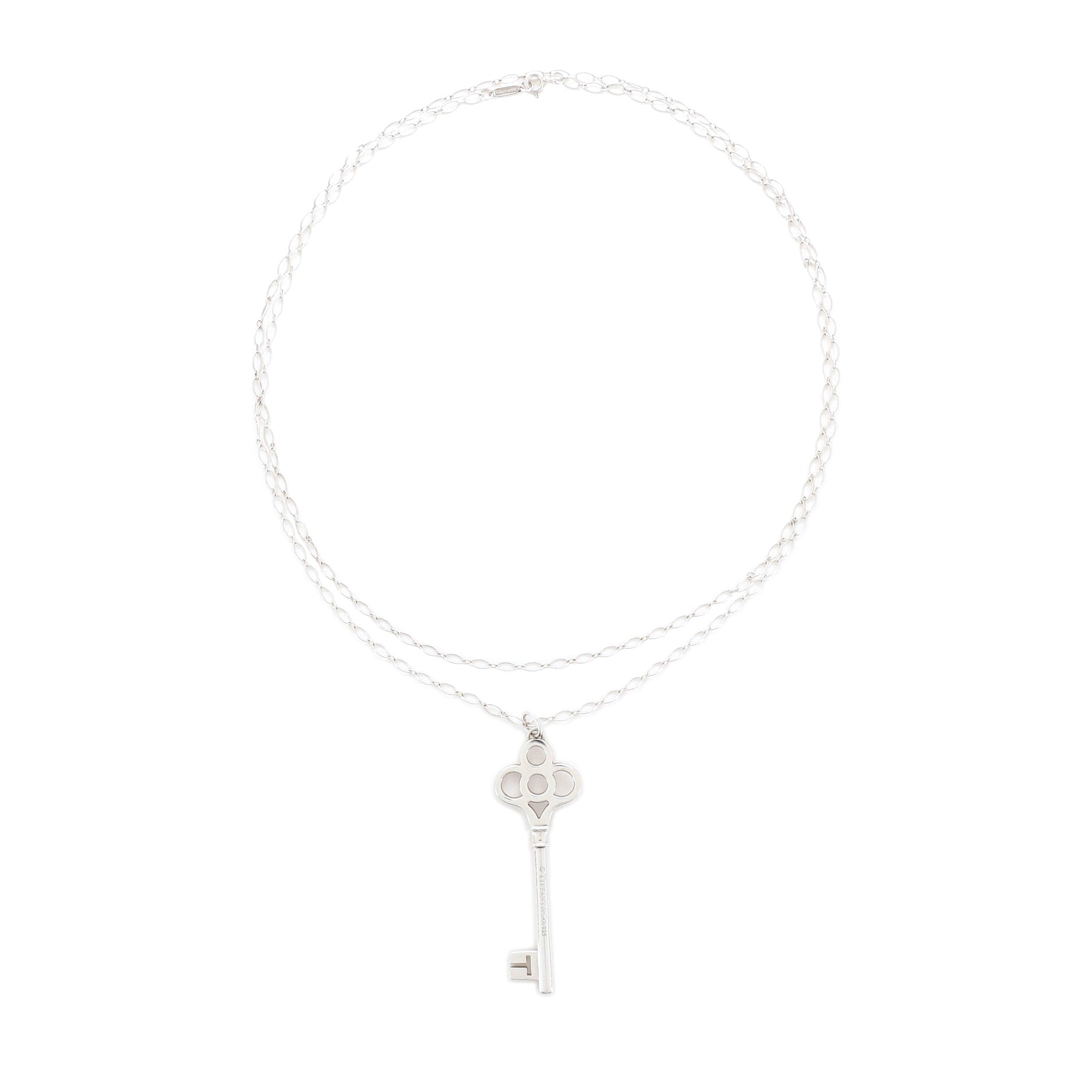 Crown Key Pendant Necklace Sterling Silver