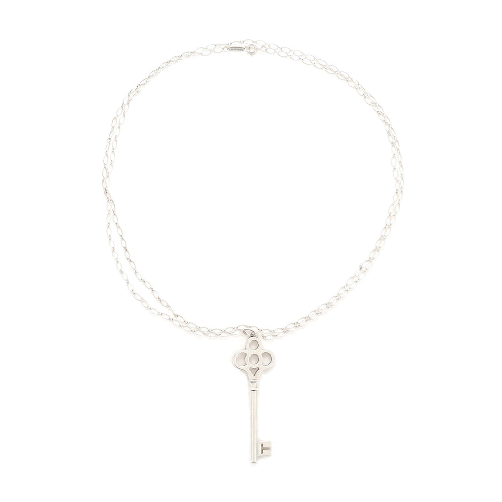 Crown Key Pendant Necklace Sterling Silver