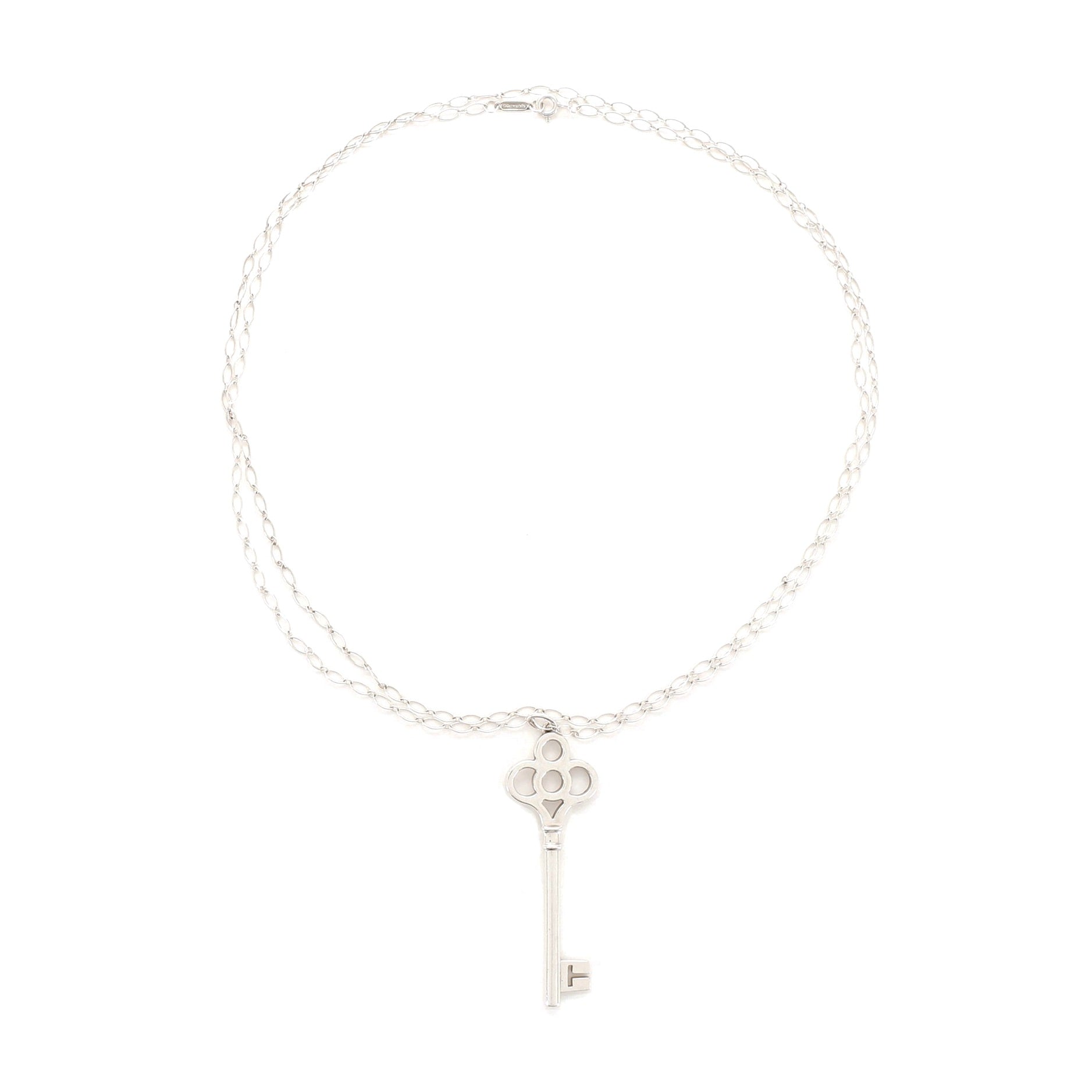Crown Key Pendant Necklace Sterling Silver