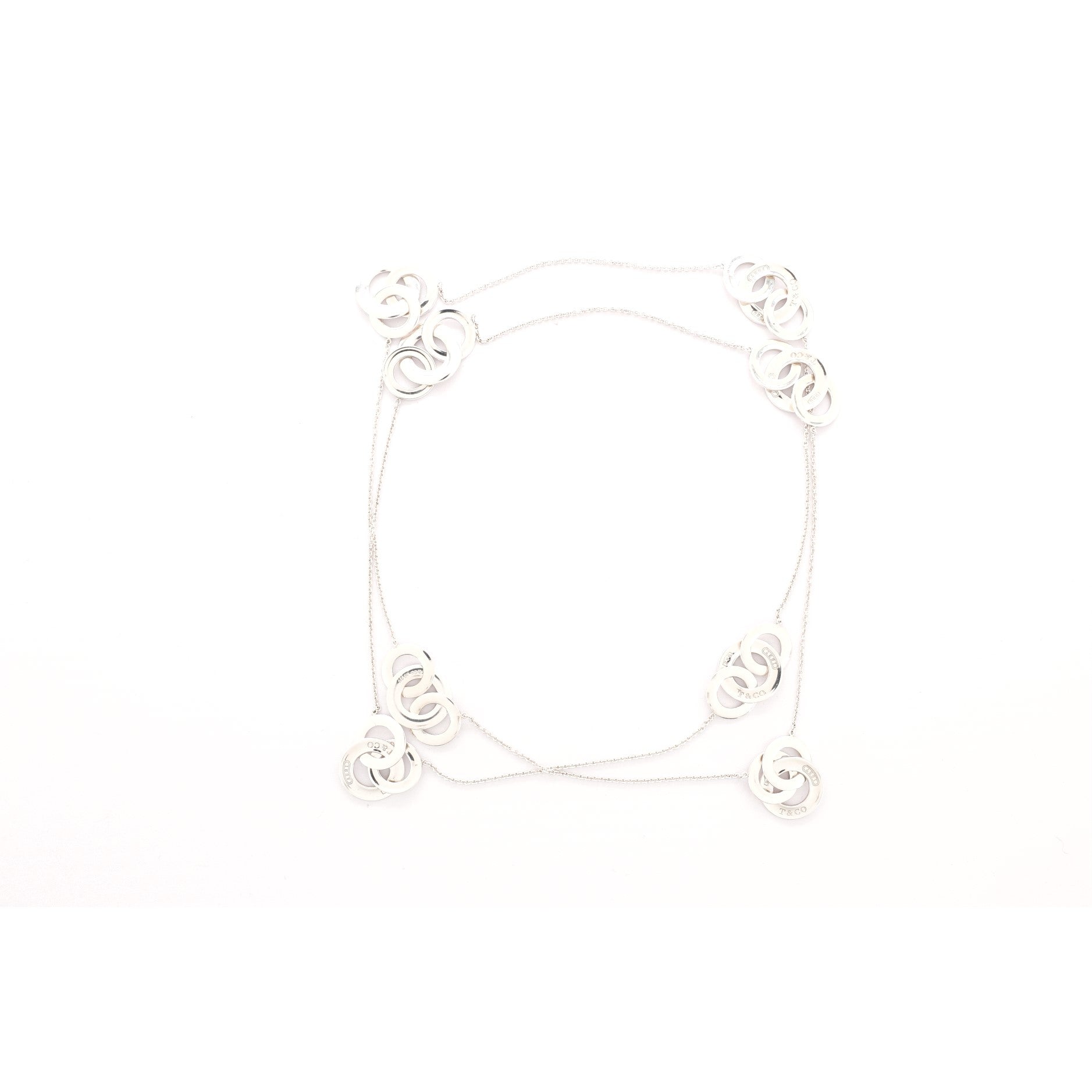 1837 Multiple Interlocking Circles Long Necklace Sterling Silver