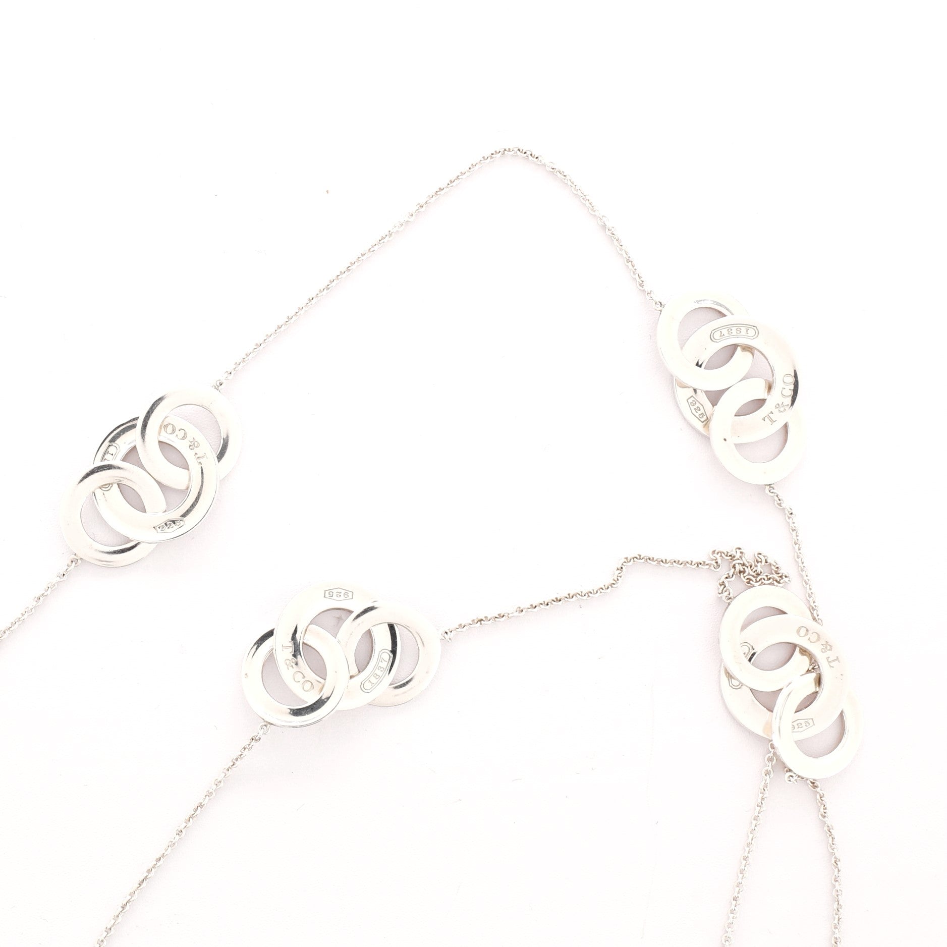 1837 Multiple Interlocking Circles Long Necklace Sterling Silver