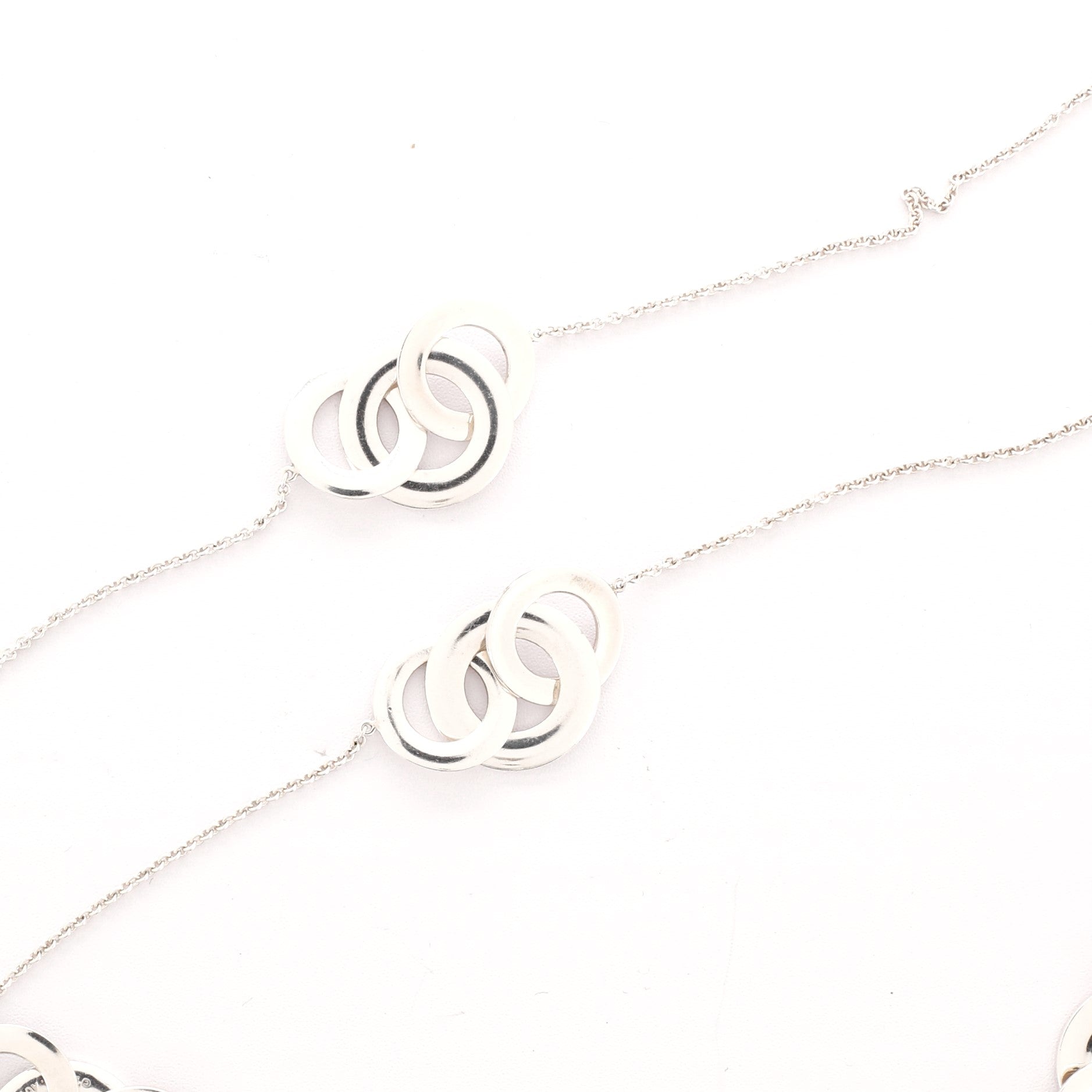 1837 Multiple Interlocking Circles Long Necklace Sterling Silver