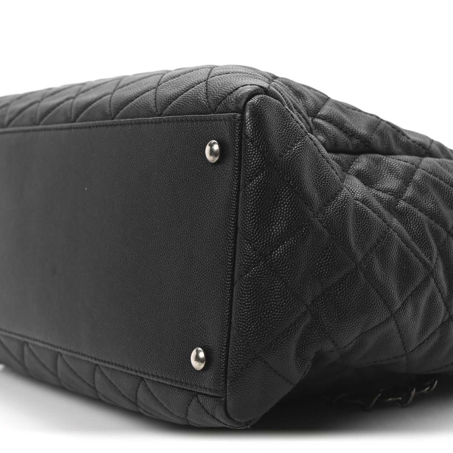 Caviar Quilted Large Coco Handle Shopping Tote Black