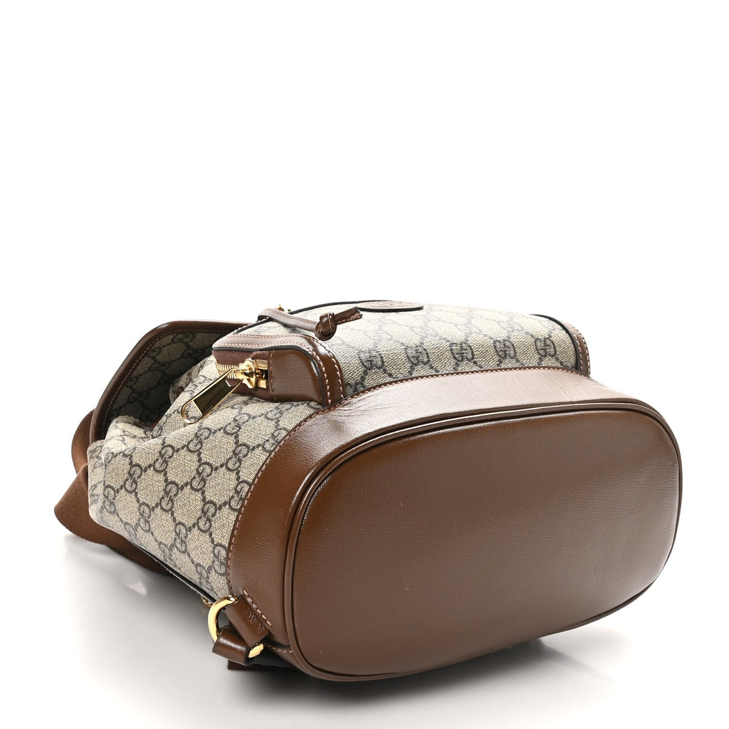 GG Supreme Monogram Azalea Calfskin Retro Interlocking G Buckle Backpack Beige Ebony Brown Sugar