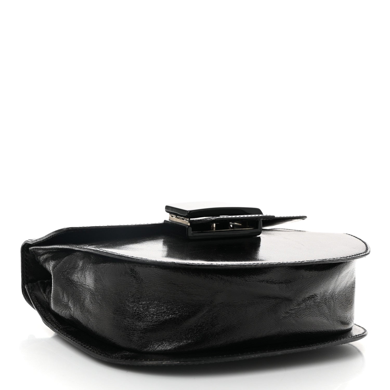 Spazzolato Fliplock Flap Shoulder Bag  Black