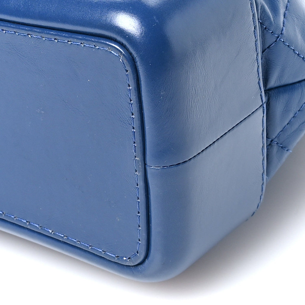Aged Calfskin Quilted Gabrielle Backpack Blue