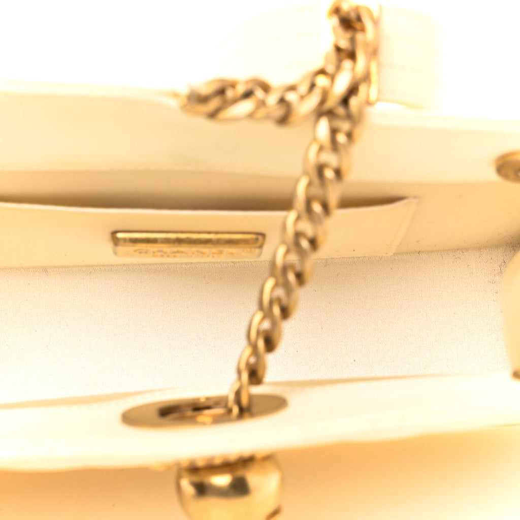 Lambskin Quilted Evening By The Sea Clutch  White