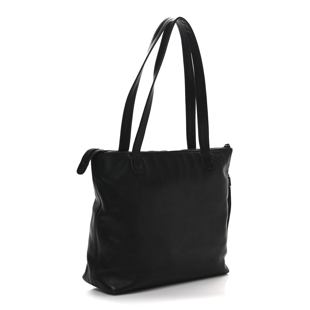 Lambskin CC Shopping Tote Black