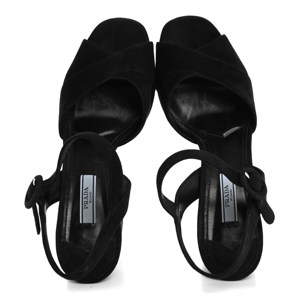 Suede Platform Sandals 39 Black