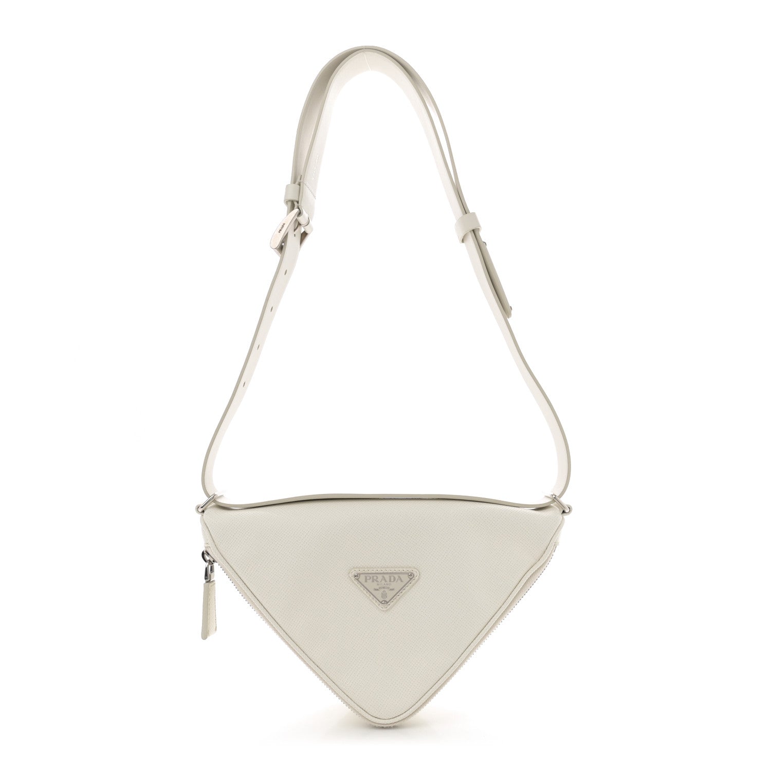 Saffiano Triangle Shoulder Belt Bag White